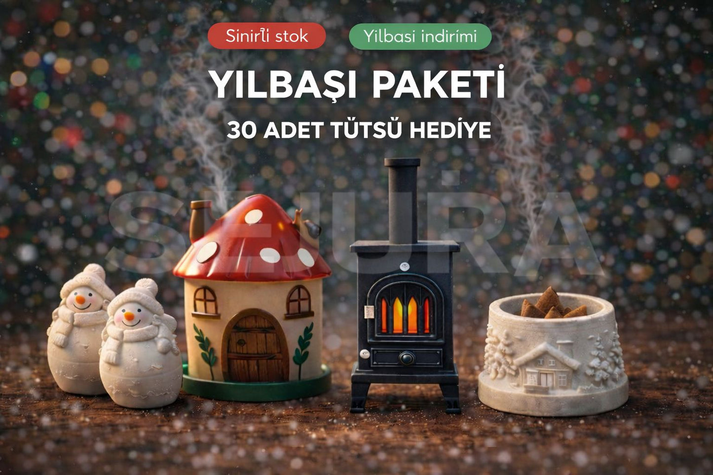 Mantar Ev Ve Soba Tütsülük ( 30'lu Tütsü Paketi , Tütsü Koyma Kabı ve Kardan Adam HEDİYE )