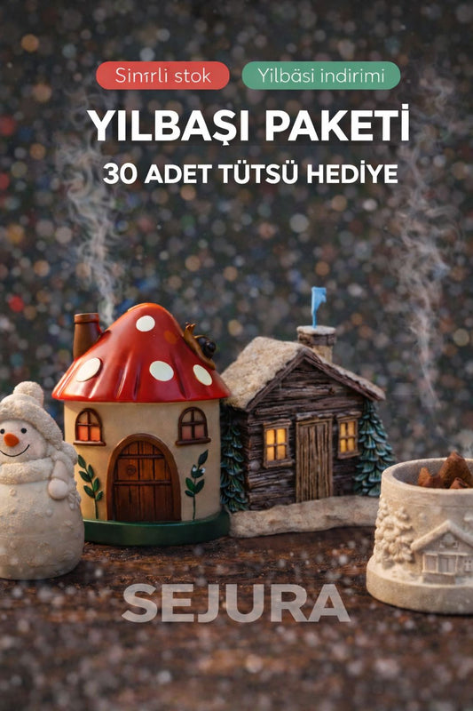 Karlı Ev Ve Mantar Ev Tütsülük ( 30'lu Tütsü Paketi , Tütsü Koyma Kabı ve Kardan Adam HEDİYE )