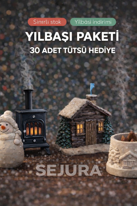 Karlı Ev Ve Soba Tütsülük ( 30'lu Tütsü Paketi , Tütsü Koyma Kabı ve  Kardan Adam HEDİYE )